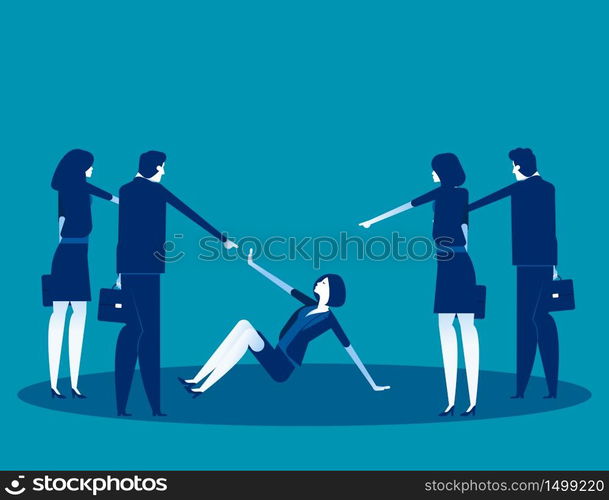 Business people pointing to penalty in the team. Concept business vector, Teamwork, Blaming, Bullying.