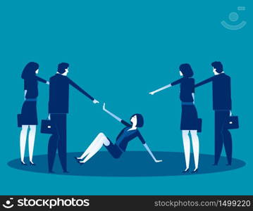 Business people pointing to penalty in the team. Concept business vector, Teamwork, Blaming, Bullying.