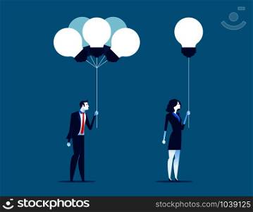 Business people receiving ideas from bunch. Concept business vector illustration.. Business people receiving ideas from bunch. Concept business vector illustration.