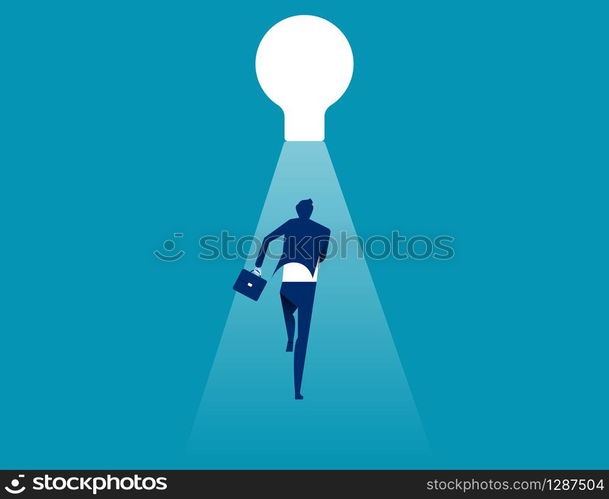 Business people running towards for outdoor. Concept business vector illustration. Flat character, cartoon style, hole