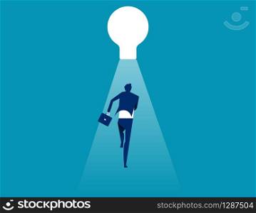 Business people running towards for outdoor. Concept business vector illustration. Flat character, cartoon style, hole