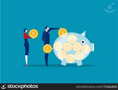 business people saving and accumulating money.vector illustrator.