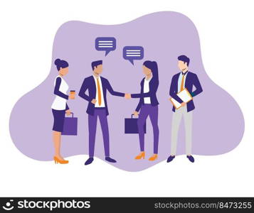 business people shaking hands before meeting in office