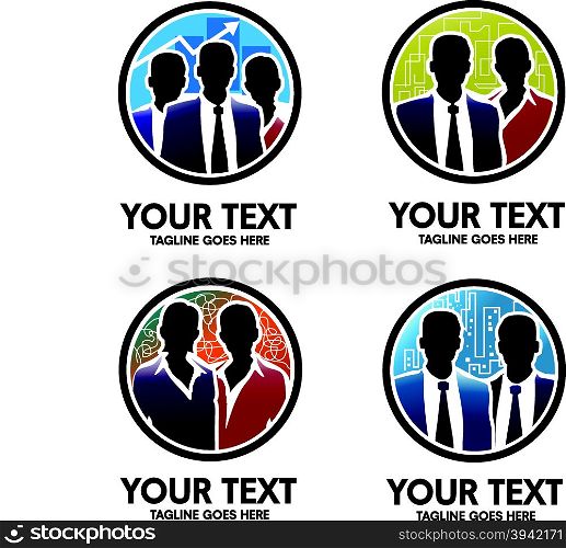 Business people silhouette vector logo