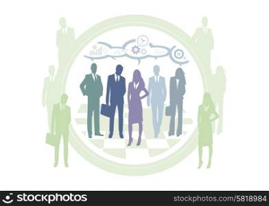 Business people silhouettes. Group of businessman and businesswoman
