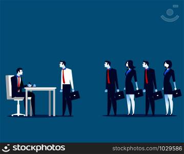 Business people standing in interview queue. Concept business vector illustration.