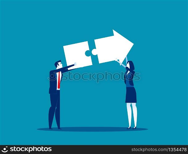 Business people successful growth. Concept business vector illustration, Teamwork, Jigsaw or Puzzle, Cooperation.