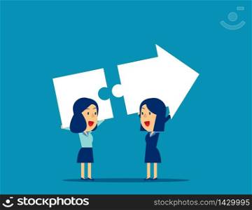 Business people successful growth. Concept business vector illustration, Teamwork, Jigsaw or Puzzle, Cooperation.