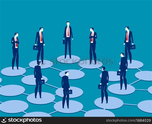 Business people team circle on the web. Team meeting vector concept