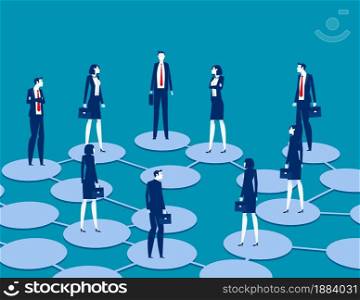 Business people team circle on the web. Team meeting vector concept