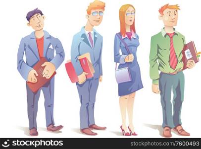 Business People. The business people - three men and the woman.Editable vector EPS v9.0 .