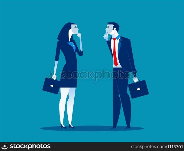 Business people with a smile and sad face. Concept business vector illustration. Flat design style.