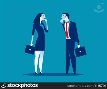 Business people with a smile and sad face. Concept business vector illustration. Flat design style.