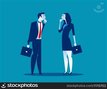Business people with a smile and sad face. Concept business vector illustration. Flat design style.. Business people with a smile and sad face. Concept business vector illustration. Flat design style.