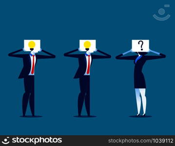 Business people with light bulb and partner carrying question mark. Concept business vector illustration.
