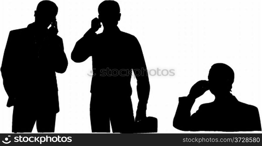 business people with phone silhouette