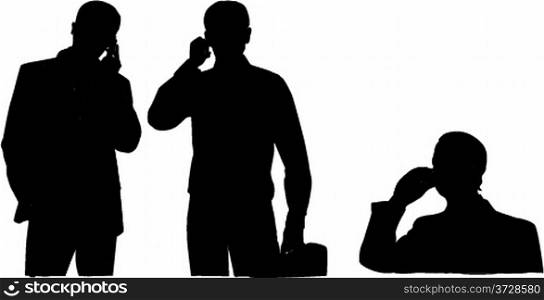 business people with phone silhouette