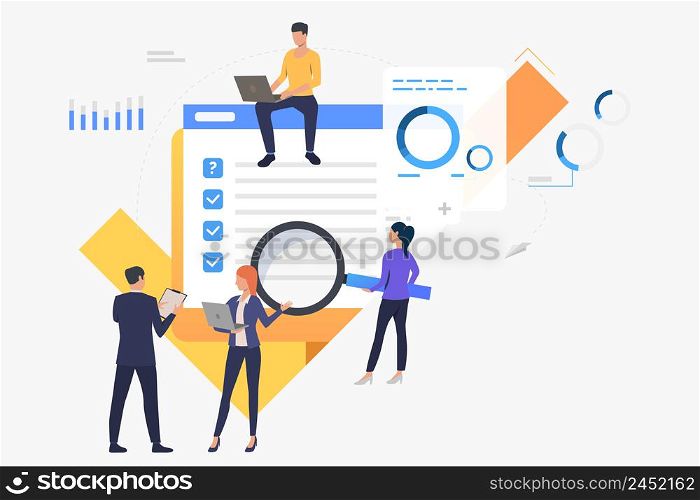 Business people working and searching for applicants. Human resources, staff, management concept. Vector illustration can be used for topics like business, technology, recruitment
