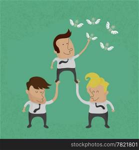Business people working as a team to grab the money , eps10 vector format