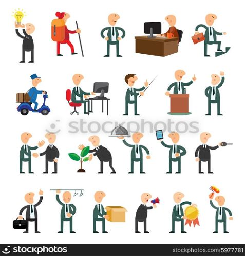 Business peoples set of icons flat design