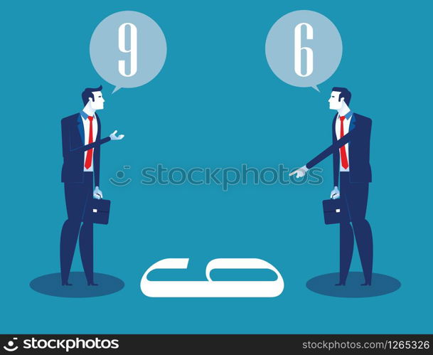 Business person and different points of view. Concept business vector illustration.