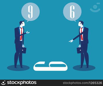 Business person and different points of view. Concept business vector illustration.