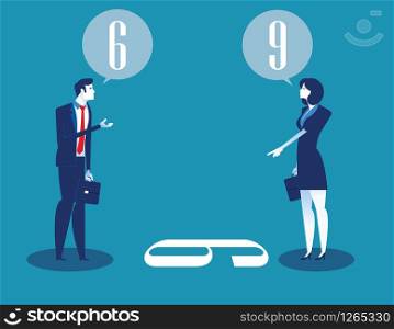 Business person and different points of view. Concept business vector illustration.