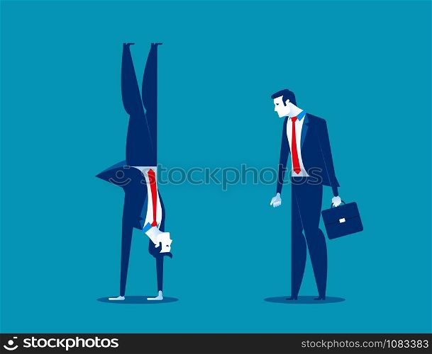 Business person and handstand . Concept business vector illustration.