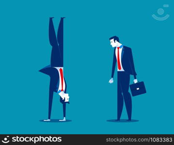 Business person and handstand . Concept business vector illustration.