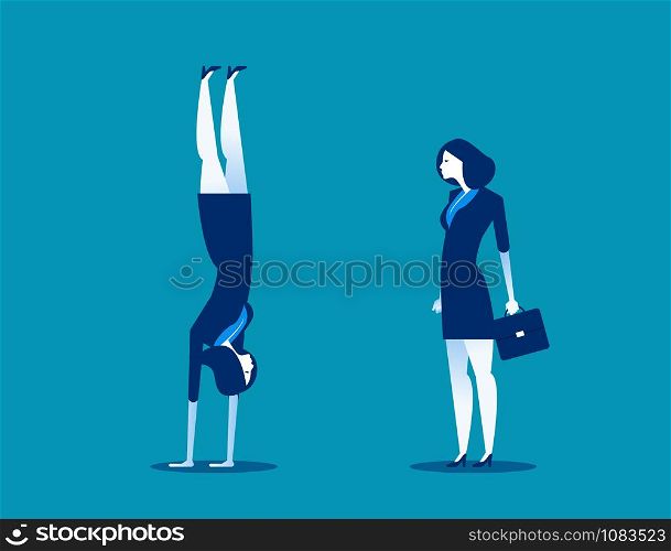 Business person and handstand . Concept business vector illustration.