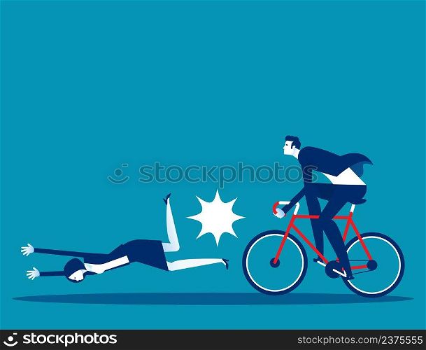 Business person driving bicycles crashed into others
