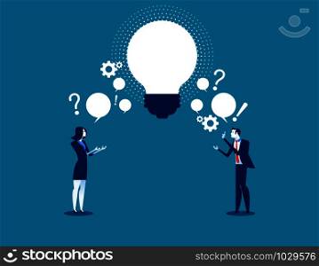 Business person exchanging question and idea. Concept business vector illustration.. Business person exchanging question and idea. Concept business vector illustration.