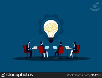 Business person exchanging solution and share idea. Concept business vector illustration.