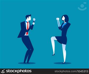 Business person fighting. Concept business vector illustration. Flat vector