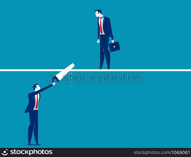 Business person is cutting. Concept business vector illustration.