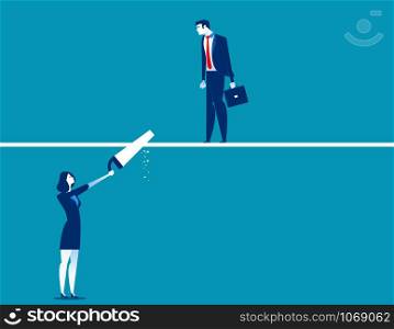 Business person is cutting. Concept business vector illustration.