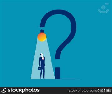 Business person just discover light of hope and opportunity from question mark problem. Hope in crisis 