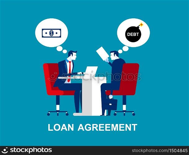 Business person make a loan agreement. Concept business vector, Debt, Financial, Money & Currency.
