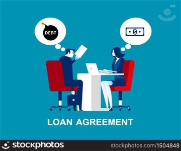 Business person make a loan agreement. Concept business vector, Debt, Financial, Money & Currency.