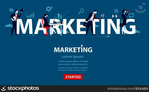 Business person of marketing. Concept business banner of website illustration. Vector flat character. Business person of marketing. Concept business banner of website illustration. Vector flat character