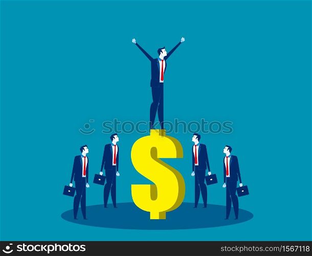 Business person of team on the top. Concept business vector, Currency, Achievement, Successful.