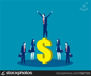 Business person of team on the top. Concept business vector, Currency, Achievement, Successful.