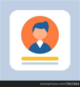 Business person represented on icon vector, businessman wearing formal suit, avatar of male working in various field, formalities squared banner flat style. Businessman Avatar, Person Wearing Formal Suit