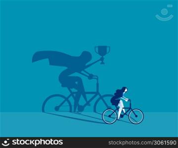 Business person ride a bicycle and the vision with success. Concept business vector illustration, Achievement, Successful.