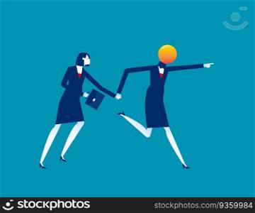 Business person running with best ideas. Business creative vector illustration  