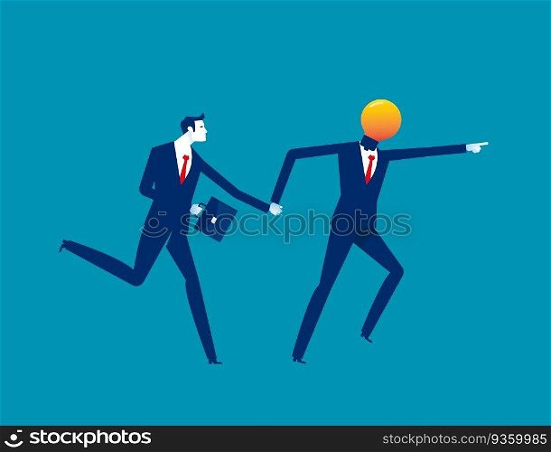 Business person running with best ideas. Business creative vector illustration  