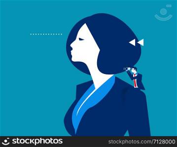 Business person sitting on the shoulder of giant. Concept business vector illustration.