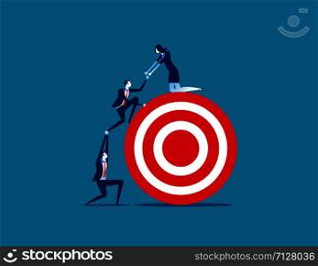 Business person team work towards the target. Concept business vector illustration.