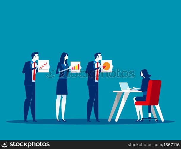 Business person the competition for presentation. Concept business vector illustration, Projects, Meeting Seminar.