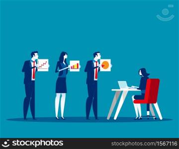 Business person the competition for presentation. Concept business vector illustration, Projects, Meeting Seminar.